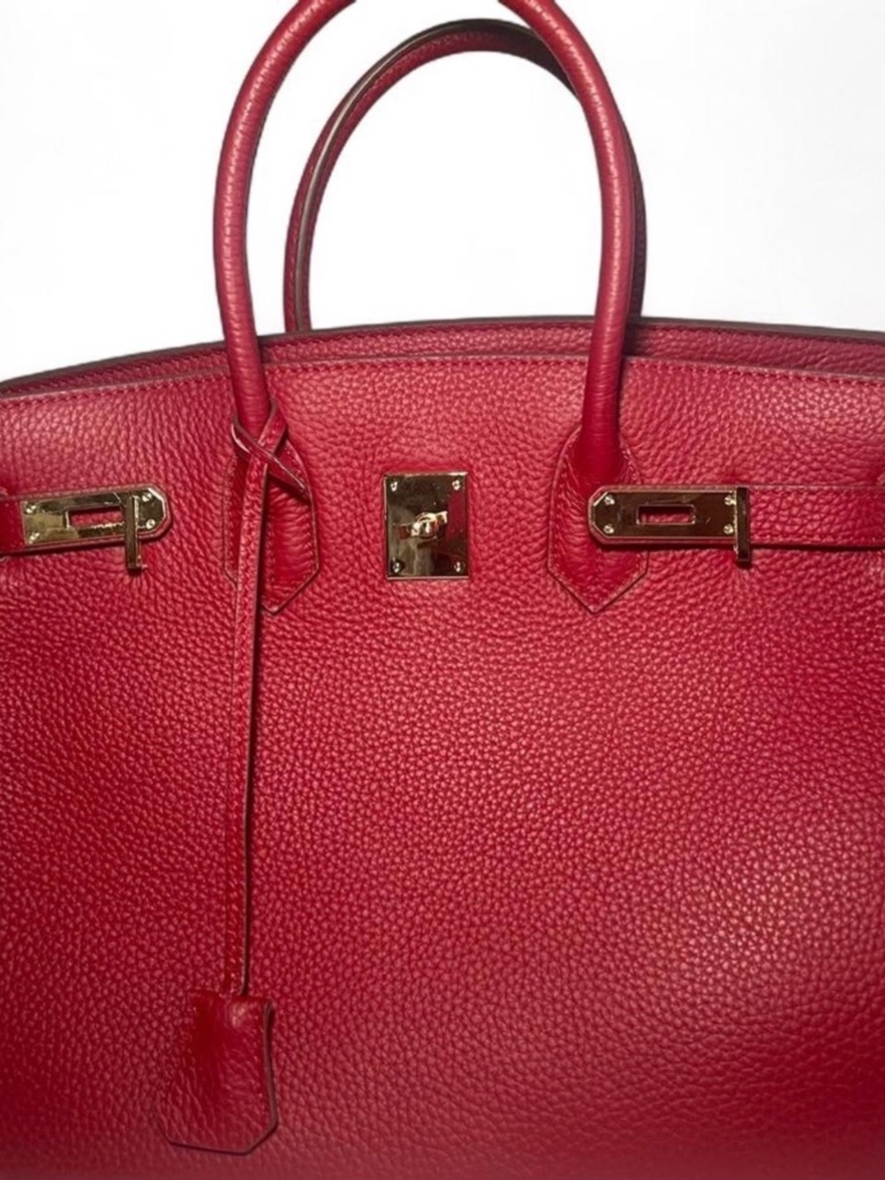 🚫Sold🚫 Red Leather Top Handle Bag | Gold Hardware | Structured Satchel
